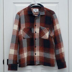 Wax London Whiting Overshirt Navy/Red Ombre Check